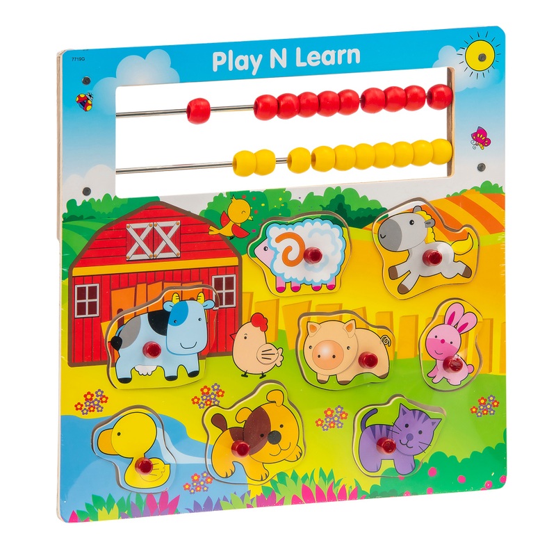 Puzzle En Bois Animaux De La Ferme Avec Boulier Smyths Toys France