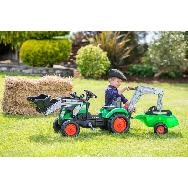 Falk Farm Lander Tractor Ride On With Loader Digger And Trailer