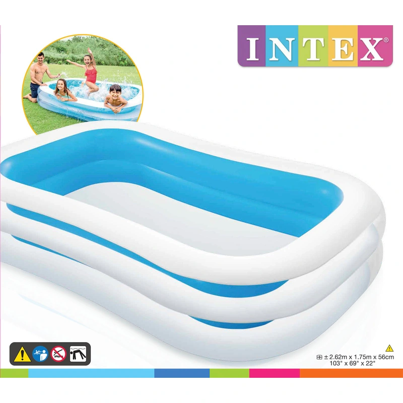 Durable rectangular inflatable pool for kids