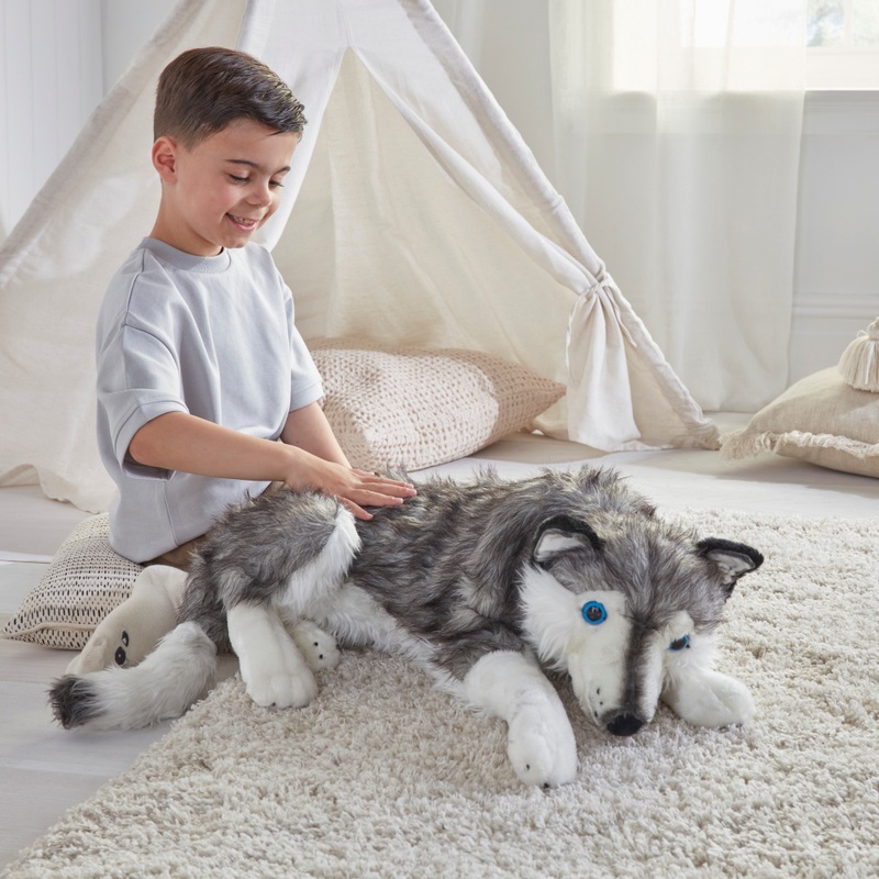 Knuffel Ellie de Husky 70 cm grijs