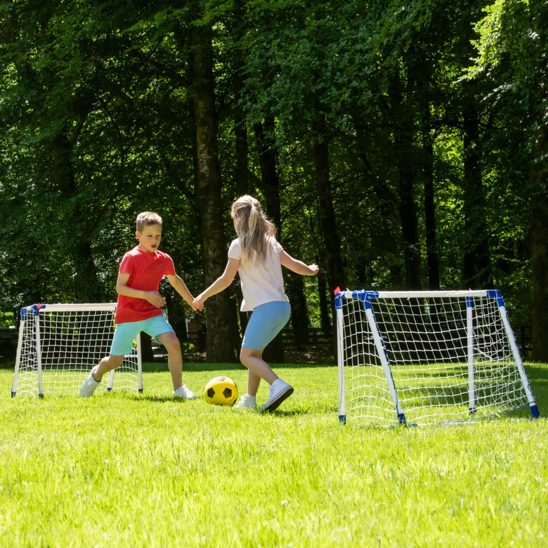 Junior Football Goals Portable Set in a UK garden