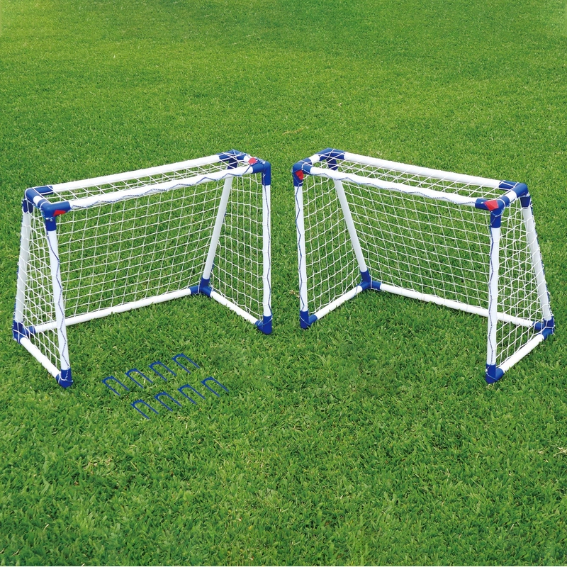 Close up of football goal net assembly UK