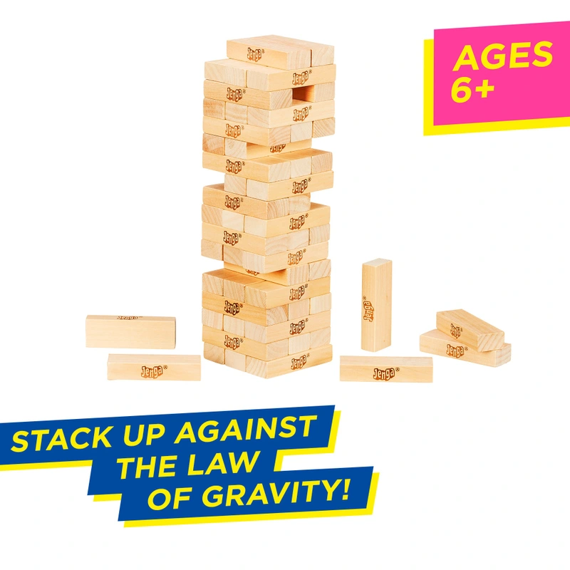 Family playing Jenga Classic Game UK