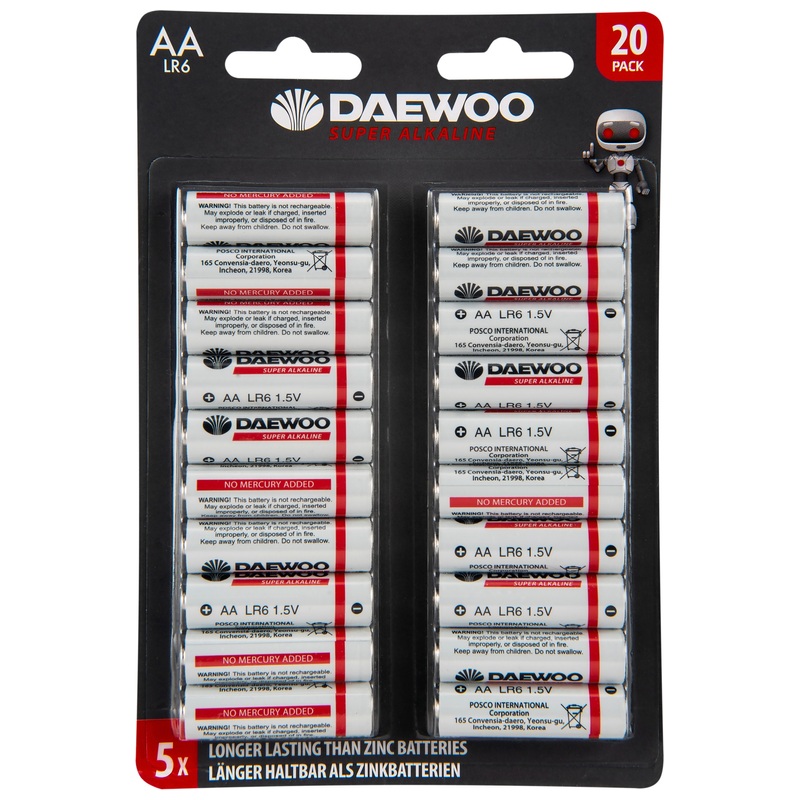 Daewoo Alkaline AA Batteries 20 Pack