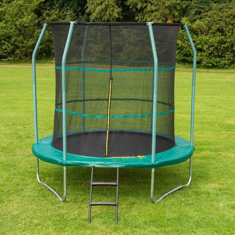 Sturdy frame of 8ft trampoline with enclosure UK
