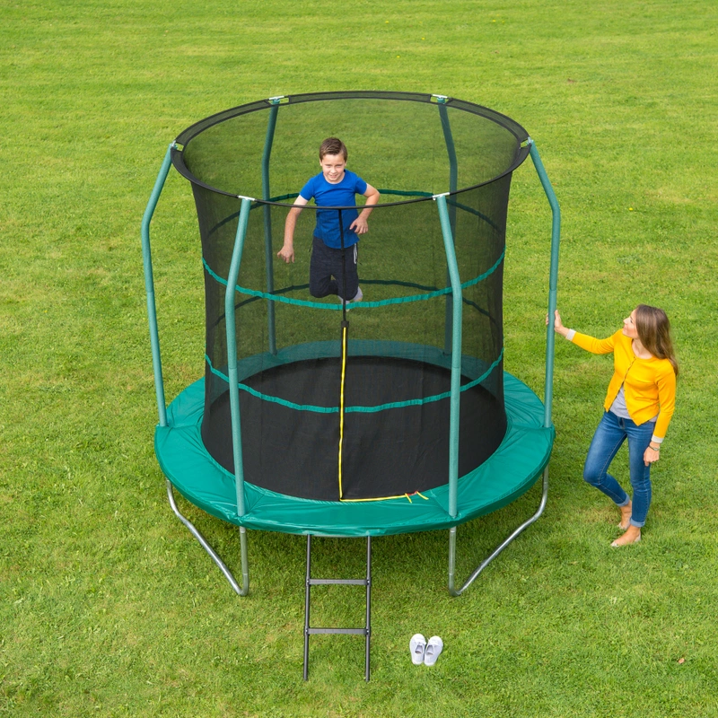 Close-up of trampoline springs and padding UK