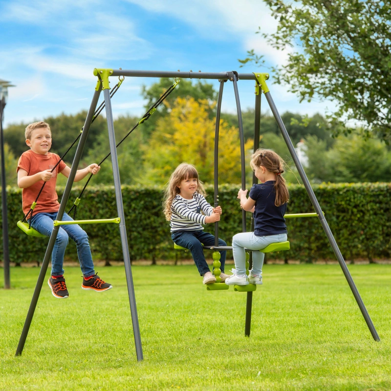 2 Unit Swing and Seesaw Set in a green garden