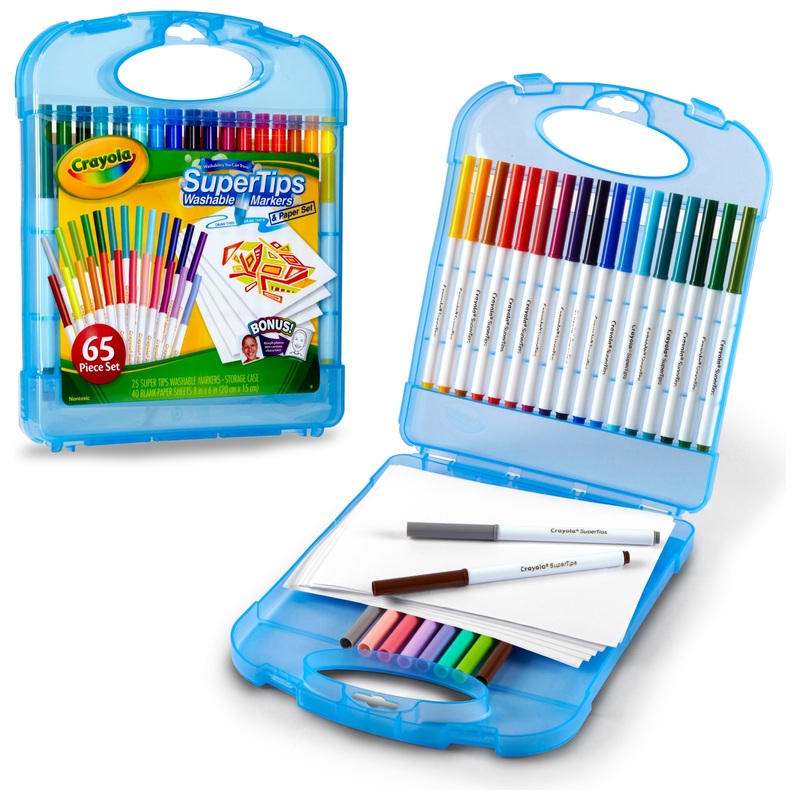 Crayola Markers Super Tips Washable Create & Colour Case with Stickers