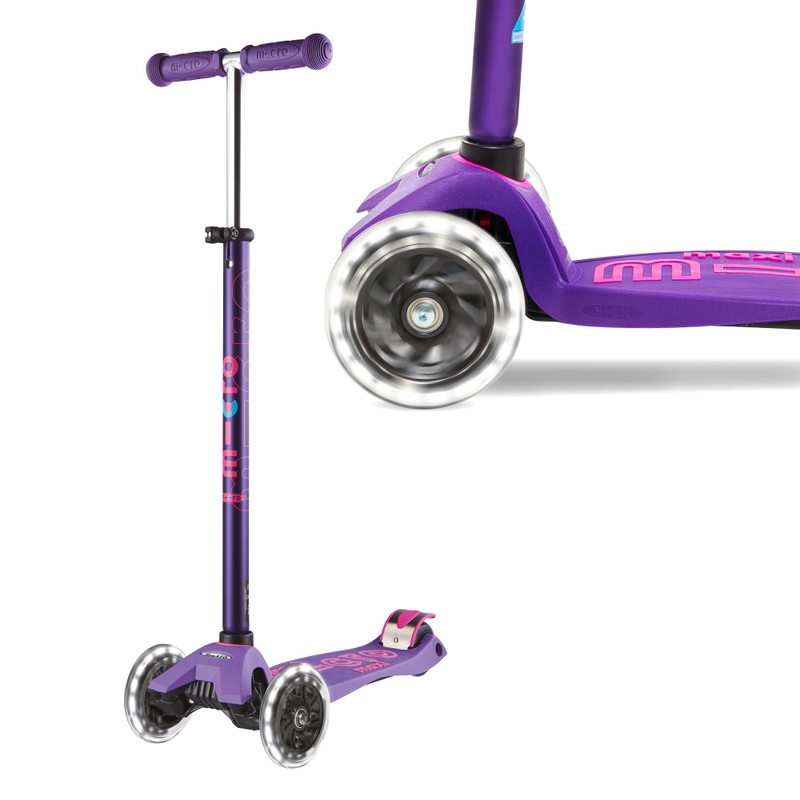 Micro Mini Kinderstep Deluxe Step met 3 Wielen en LED Verlichting violet