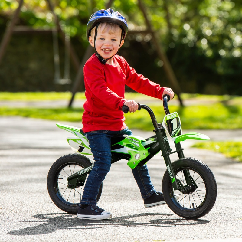 12 Inch Loopfiets Moto X Balance Motocross Bike zwart/groen