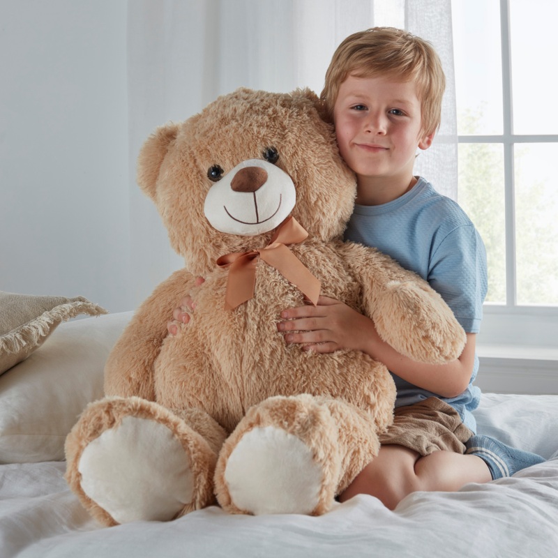 Knuffelbeer XL Teddybeer met strik Knuffel 100 cm bruin