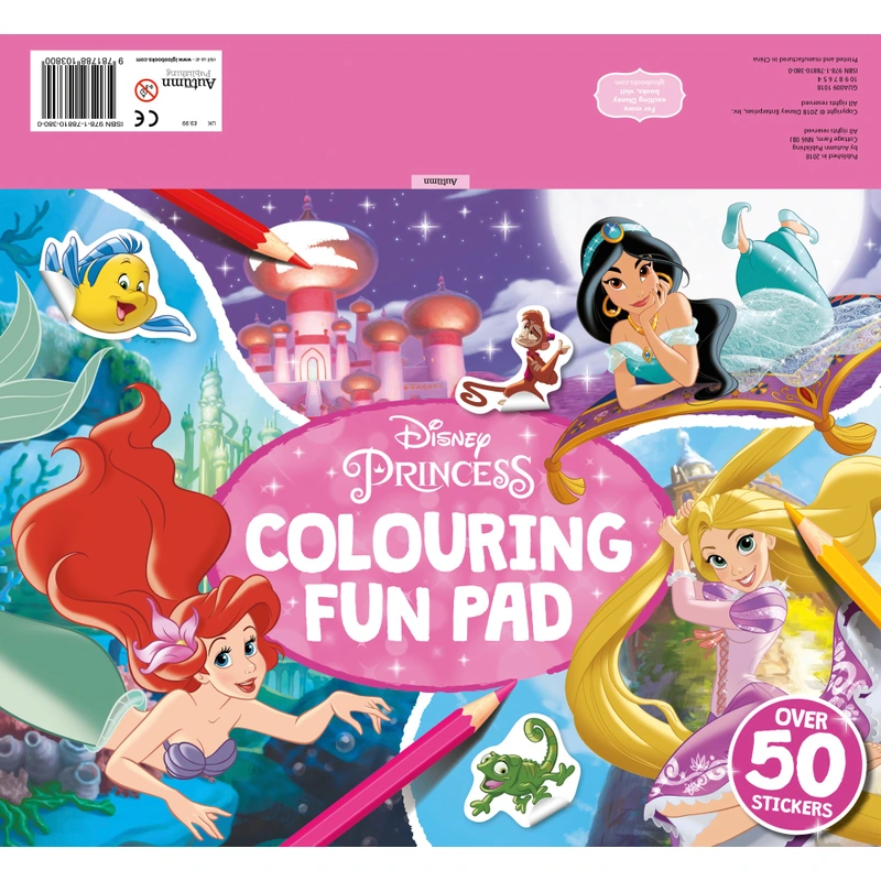 Inside pages of Disney Princess colouring pad