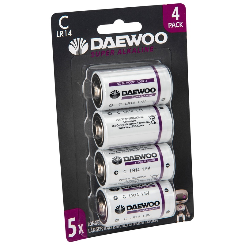 Daewoo Lot De 4 Piles Alcaline LR14 C 1.5 V