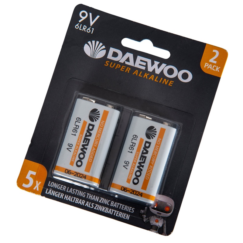 Daewoo Alkaline 9V Batteries 2 Pack