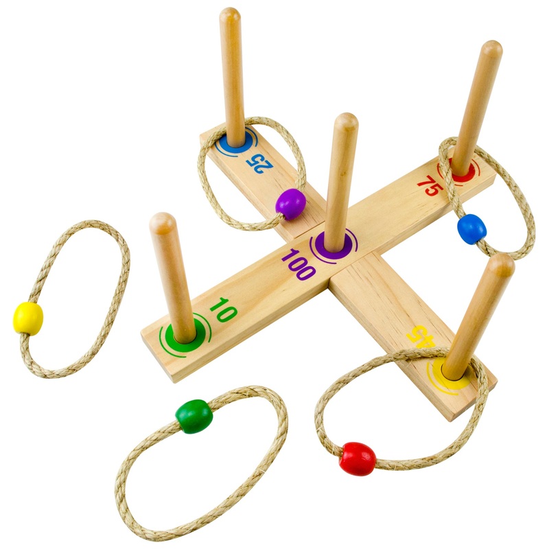 Jeu de Lancer d'Anneaux en Bois