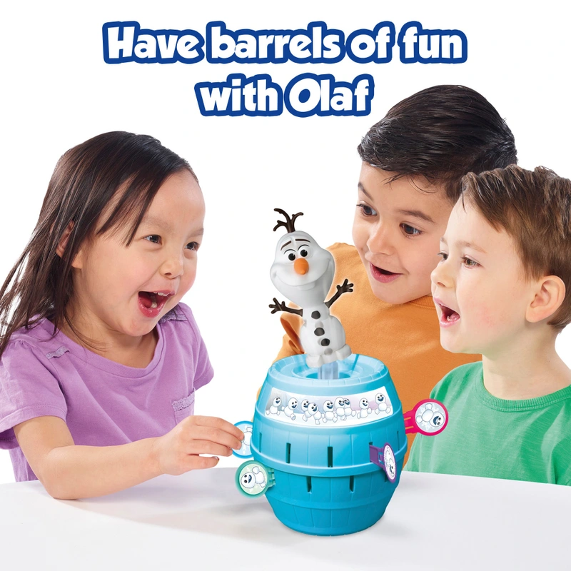 Olaf popping out of the barrel game components