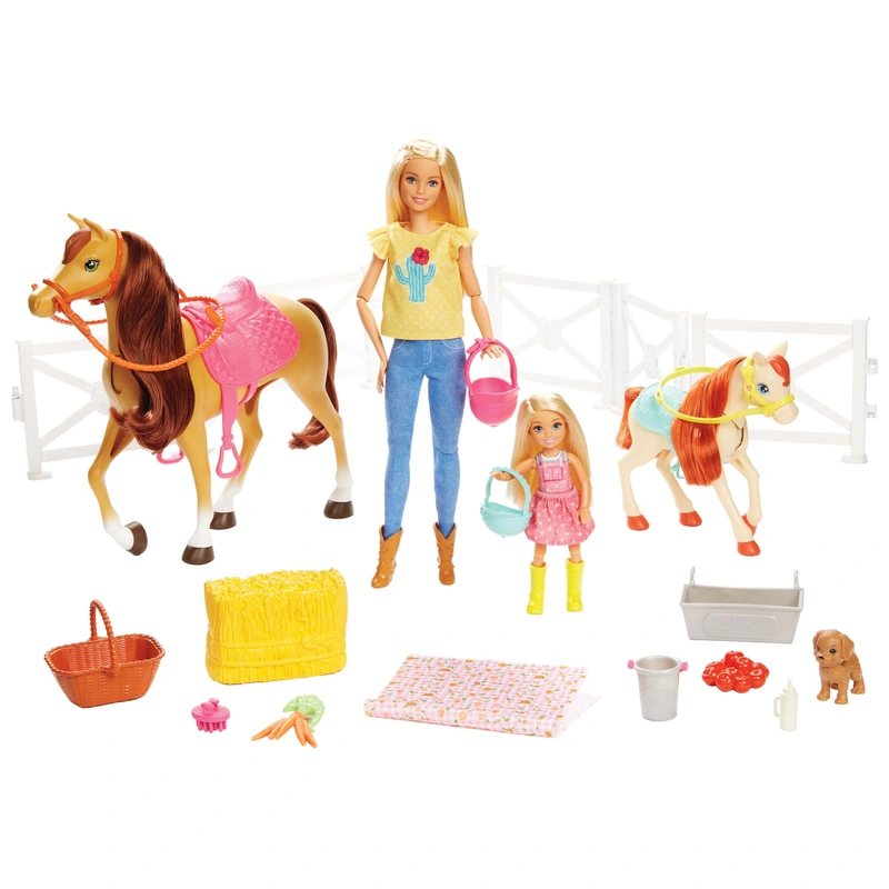 Barbie Hugs 'n' Horses Playset with Barbie and Chelsea dolls UK