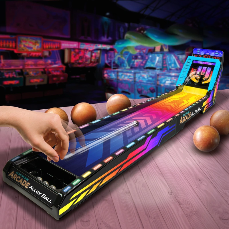 Family enjoying Electronic Arcade Alley Ball game UK