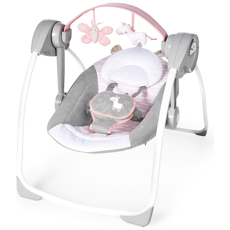 Ingenuity Elektrische Baby Swing Comfort 2Go Schommelstoel Flora met Muziek roze
