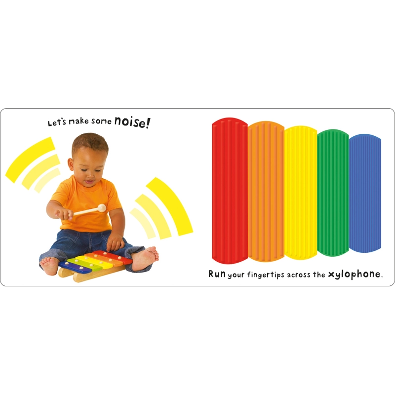 Toddler reading See, Touch, Feel sensory book
