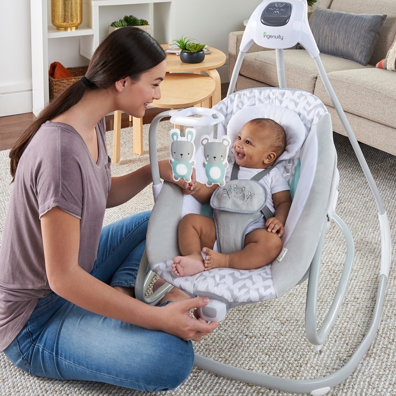 Ingenuity Elektrische Wipstoel en Babyswing Simple Comfort Raylan grijs