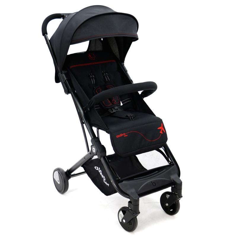 Asalvo Reisbuggy Flight voor in Handbagage zwart/rood