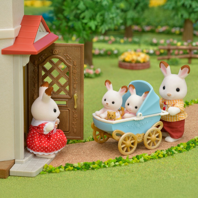 Sylvanian Families Figuren 5432 Chocoladekonijn Tweeling met Kinderwagen