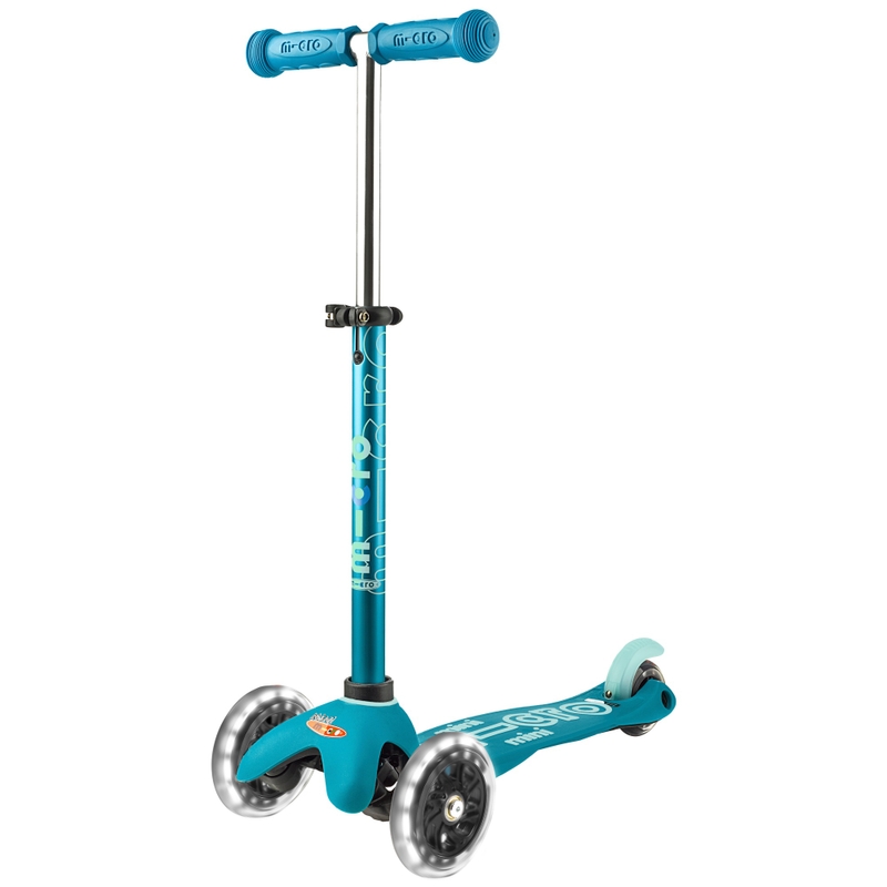 Mini Micro Kinderstep Deluxe Step met 3 Wielen en LED Verlichting aqua