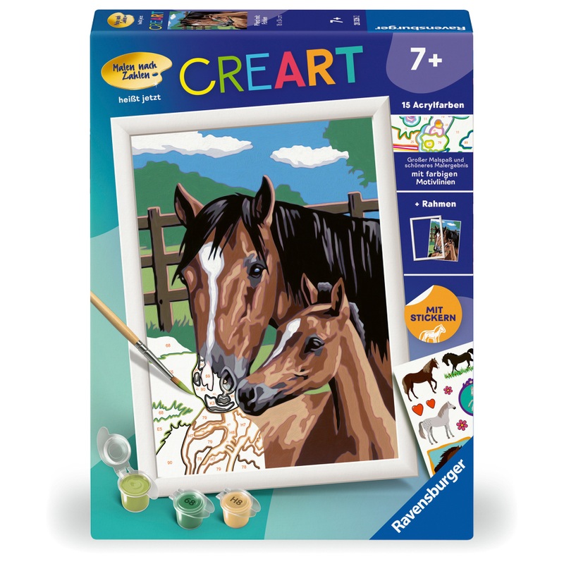 Ravensburger CreArt Malen Nach Zahlen 'Pecorelle' – Komplettes Set Mit Leinwand, Farben, Pinsel & Rahmen, Für Kinder Ab 9