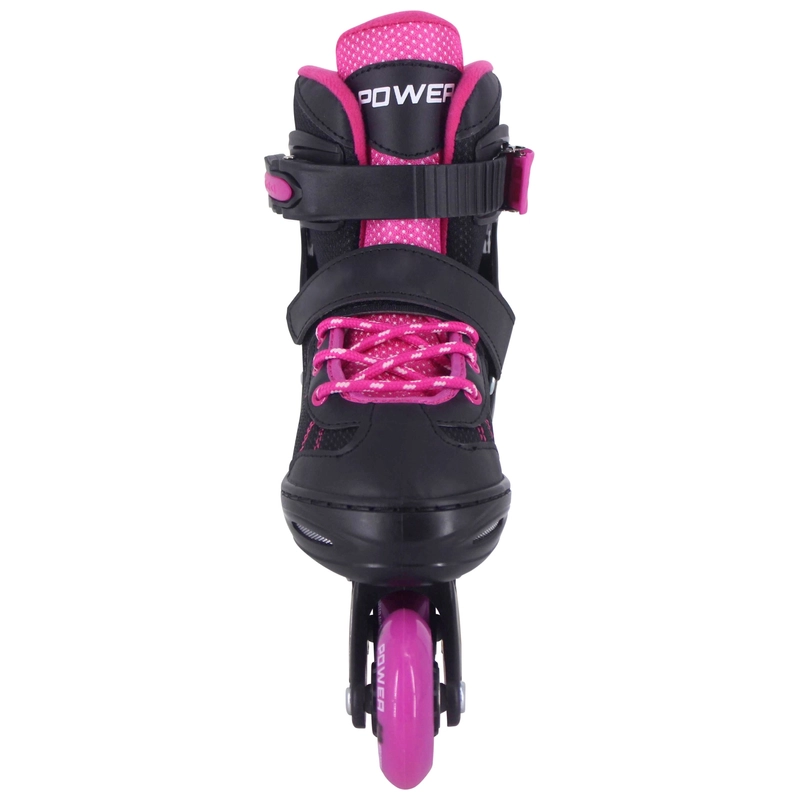 Close-up of pink detail on inline skate UK
