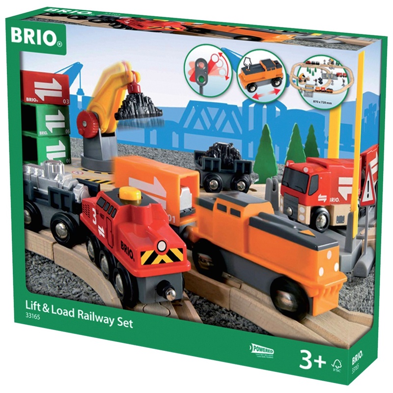 BRIO 33165 Grote Vrachtstation-Set met Houten Trein en Vrachtwagen