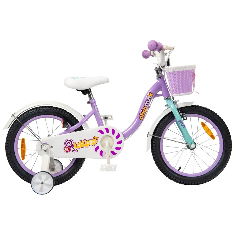 16 Inch Chipmunk Lollipop Bike with Basket Purple