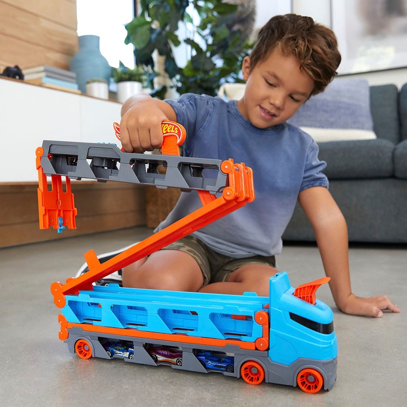 Hot Wheels City 2-in-1 Racebaan Speedway Hauler Transporter 2 m