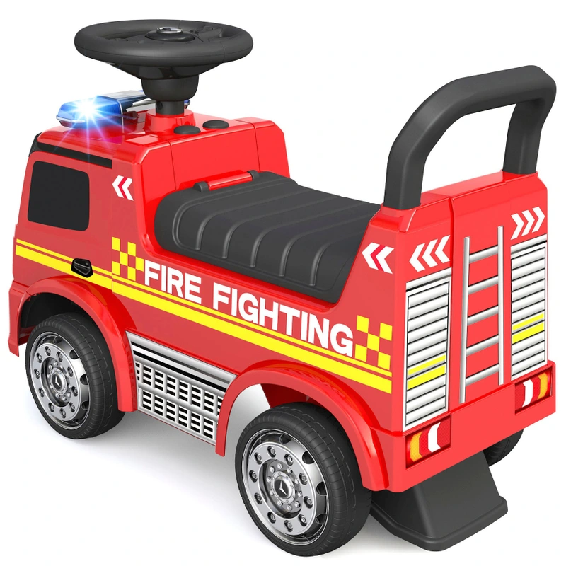 Sturdy wheels on fire engine ride on