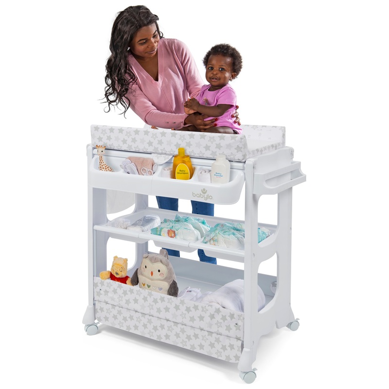 Babylo Baby Commode Savanah Verschoontafel met Badje Sterren wit