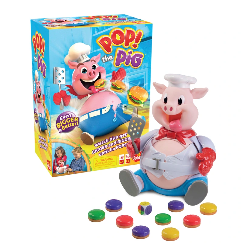 Pop the Pig board game box displayed for UK toy buyers