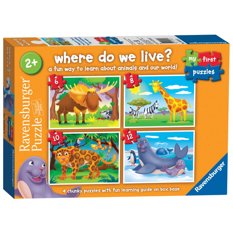 Ravensburger My First Puzzles Where Do We Live 4 Pack UK box design