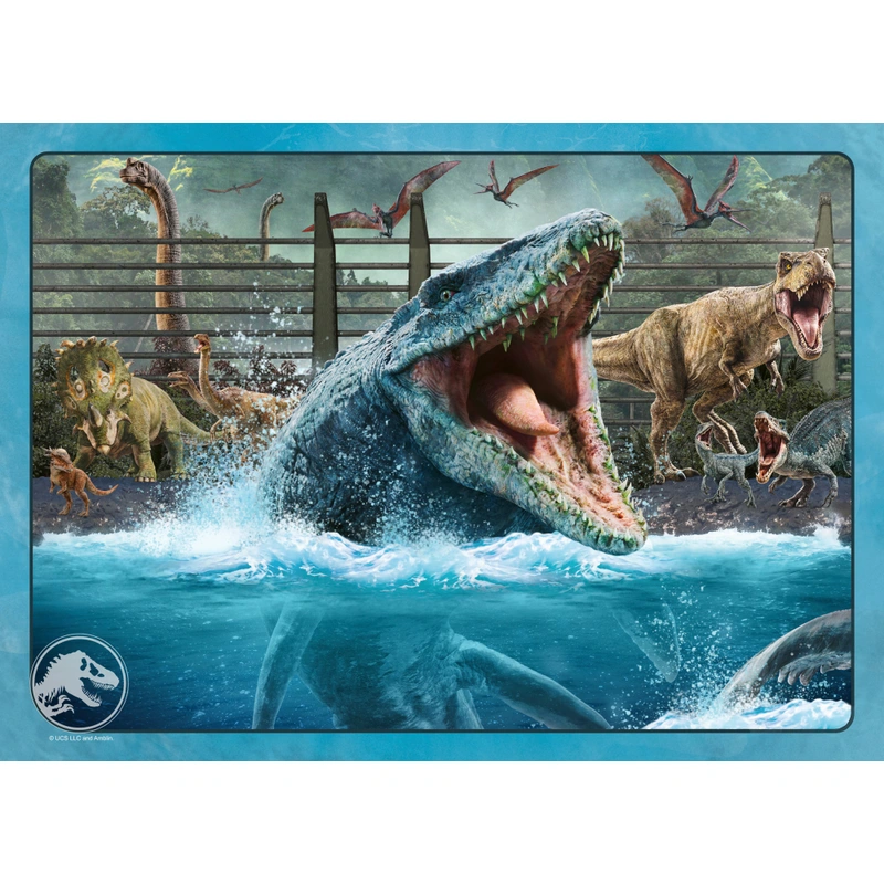 Jurassic World puzzle set showing T-Rex design UK