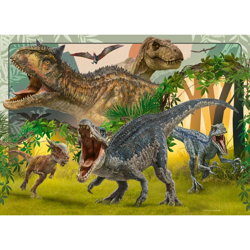 Four unique Jurassic World puzzle scenes for kids