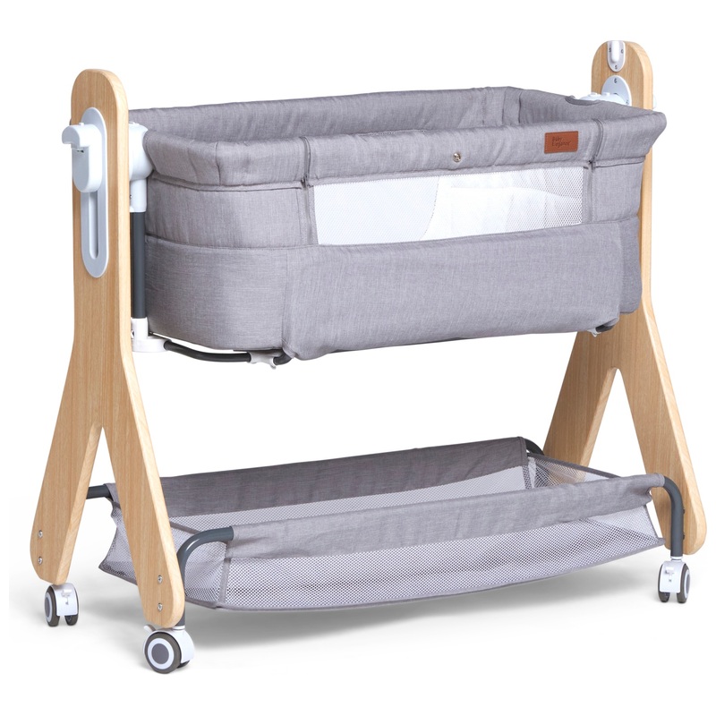 Baby Elegance Co-Sleeper Dreamy Wiegje met Houten Frame grijs