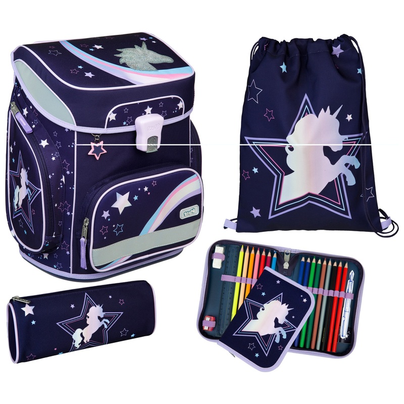 Scooli EasyFit Einhorn Schulranzen Set Unicorn lila
