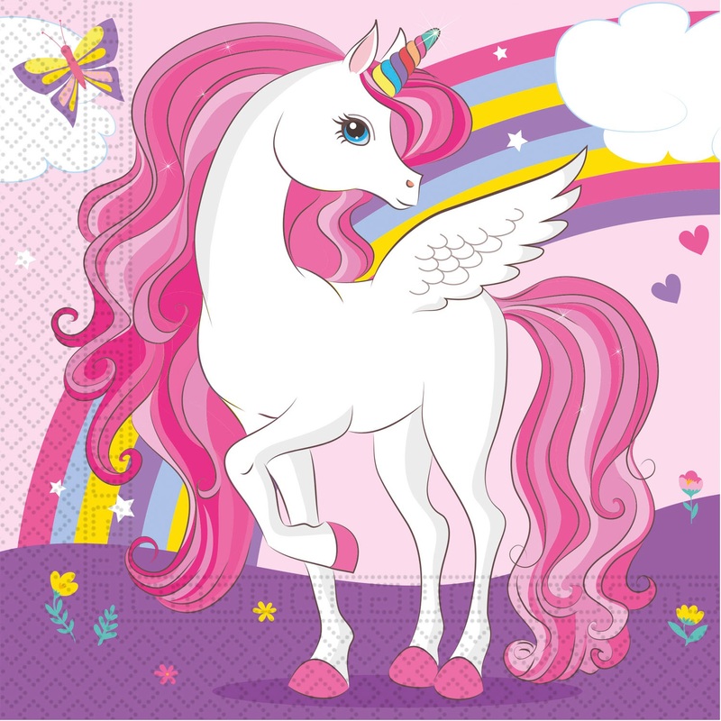 Lot de 8 Serviettes En Papier Licorne
