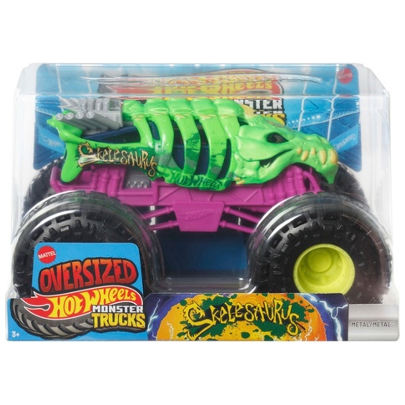 Hot Wheels Monster Trucks Oversized 1:24 Skelesaurus Die-Cast Car