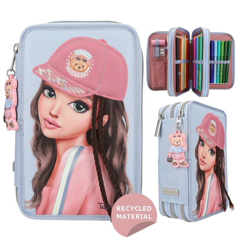 TOPModel Etui met 3 Vakken Team Tedddy blauw