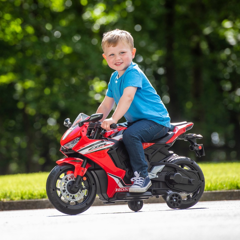 Honda Elektrische Kinder Motor CBR met Zijwieltjes 6 V rood