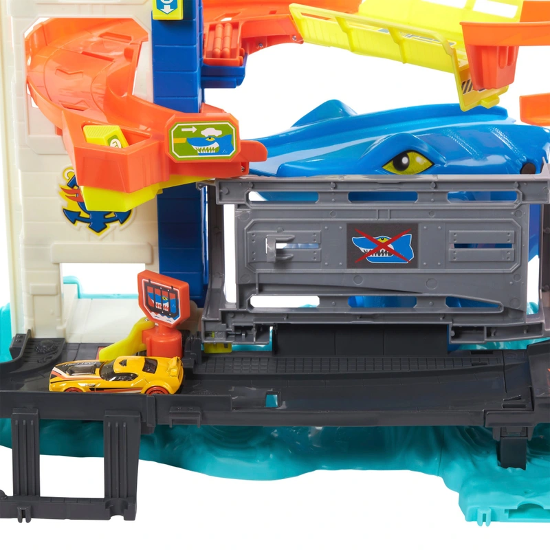 Action shot of Hot Wheels city playset UK