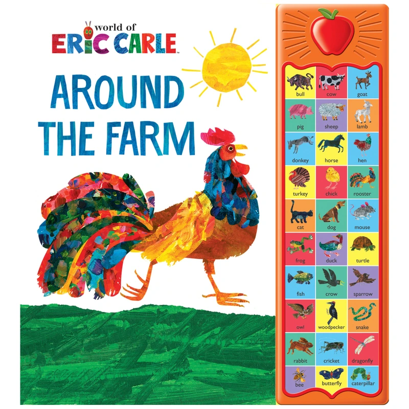 Around The Farm by Eric Carle sound book cover with vibrant UK farm illustrations