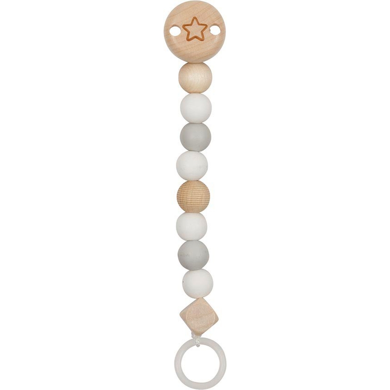 goki baby Speenkoord met Houten en Siliconen Kralen assorti