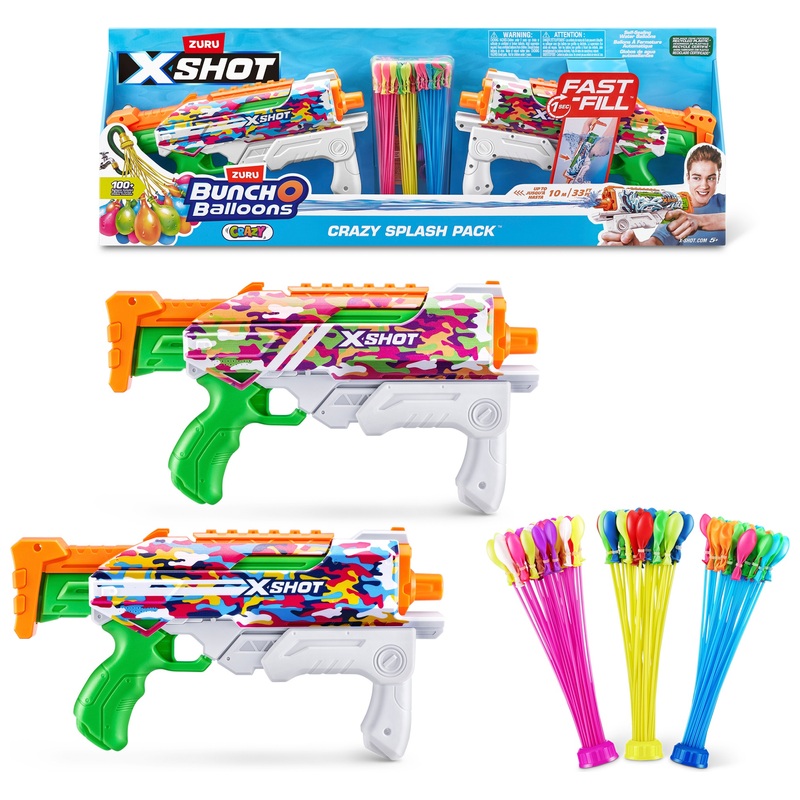 X-Shot Waterpistool Fast Fill Skins en Bunch O Balloons Waterballonnen Crazy Splash Pack