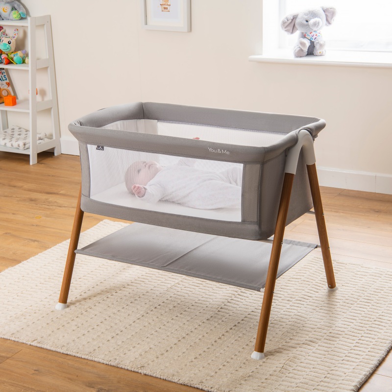 Babylo Wiegje You & Me Babybedje met Houten Frame grijs